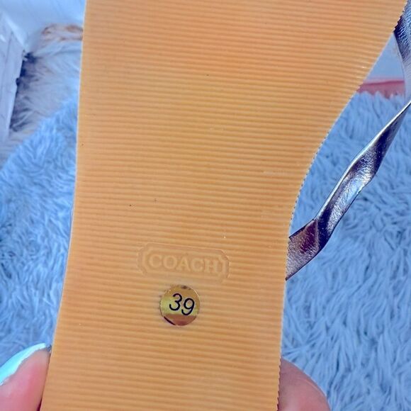 Coach Gold Sandals with Signature Monogram Sz 39 - Picture 4 of 5